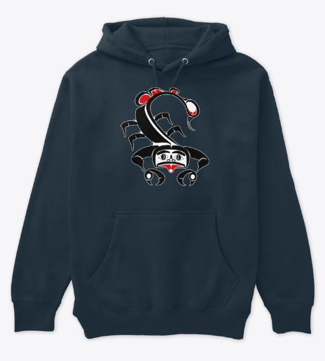 Pacific West Coast Native Scorpio Zodiac Hoodie Designed by Salish Artist Charlie Craigan