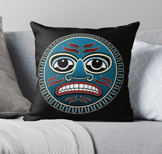 Grandfather Moon Pacific Northwest Coast Native Pillow by Coastal Salish Artist T S Ni hUiginn.