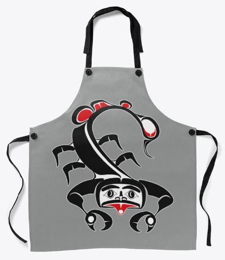 Pacific West Coast Native Scorpio Zodiac Apron Designed by Salish Artist Charlie Craigan