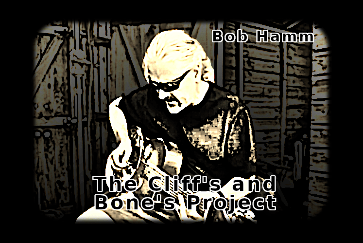 A graphic illustration of musician composer Bob Hamm, The Cliff's and Bone's Project.