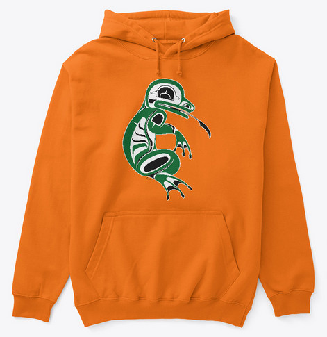 'Water Spirit Hoodie' a Traditional Pacific Northwest Native Frog Design by Sechelt Artist Charlie Craigan.