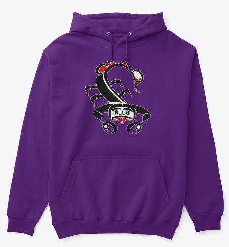 Coastal Salish Scorpio Zodiac Hoodie Designed by Salish Artist Charlie Craigan