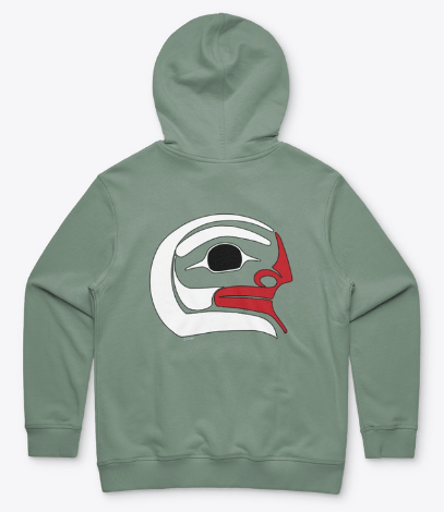 Traditional Salish Spirit Design Hoodie by Sechelt Artist Charles J Craigan