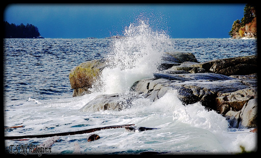 Crashing West Coast Winter storm waves taken with Olympus Evolt E-300 by Coastal Salish Photographer TS Ni hUiginn