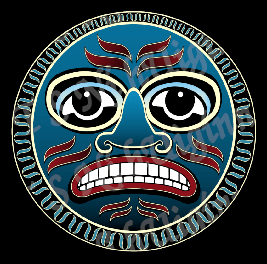 Grandfather Moon Pacific Northwest Coast Native design by Coastal Salish Artist T S Ni hUiginn.