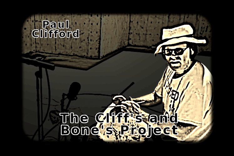 A graphic illustration of musician composer Paul Clifford, The Cliff's and Bone's Project.