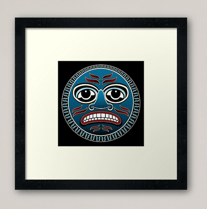 Grandfather Moon Pacific Northwest Coast Native framed print by Coastal Salish Artist T S Ni hUiginn.