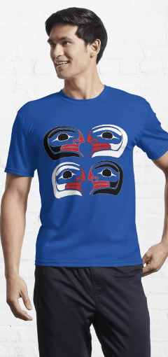 Traditional Salish Spirit Design T-shirt by Coastal Salish Artist Charles J Craigan.