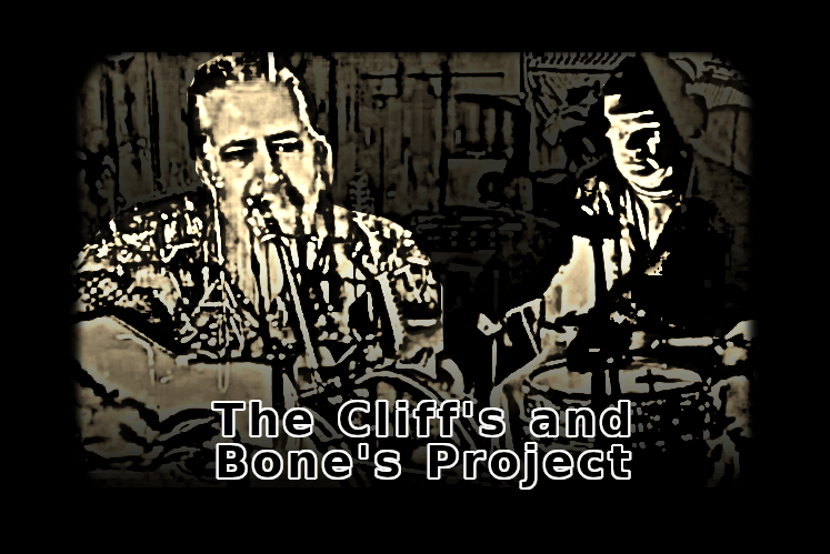 A graphic illustration of musician composers Bob Hamm and Paul Clifford, The Cliff's and Bone's Project.