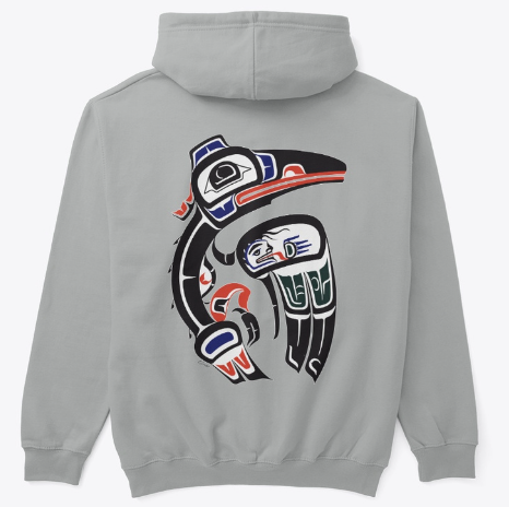 Raven Design Hoodie by Salish Artist Charles J Craigan