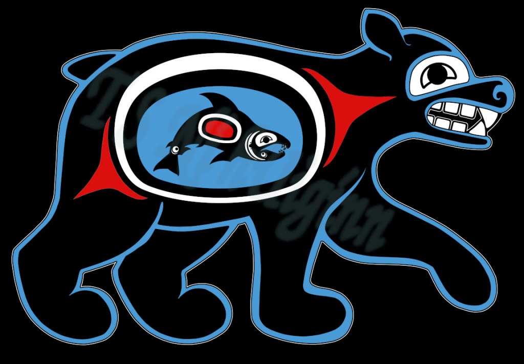 A Coastal Salish Native Black Bear and Salmon Design Created by TS Ni hUiginn